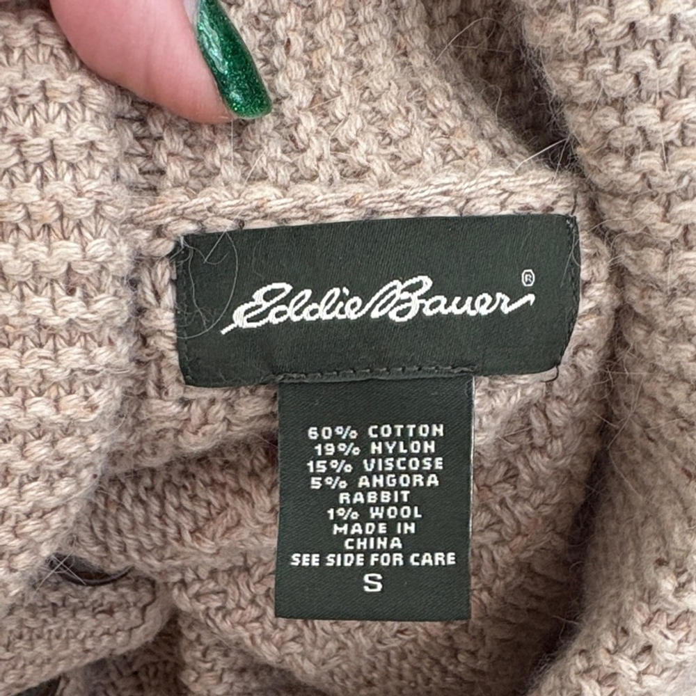Vtg Eddie Bauer Cable Knit Button Up Shawl Neck Cardigan Sz Small - Picture 3 of 11